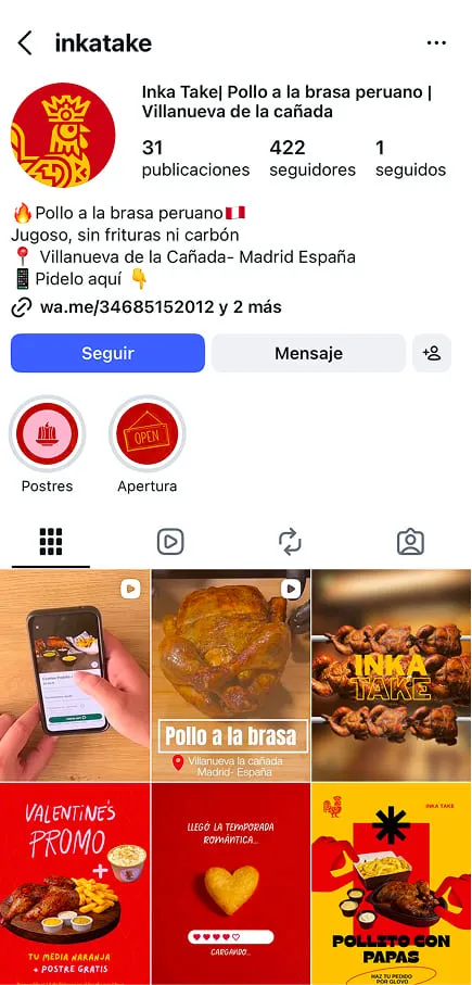 Ejemplo de perfil de Instagram para marcas y negocios