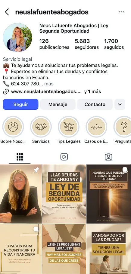 Ejemplo de perfil de Instagram para marcas y negocios