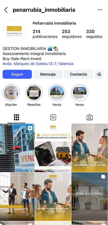 Ejemplo de perfil de Instagram para marcas y negocios