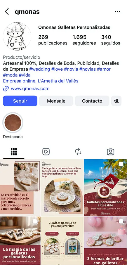 Ejemplo de perfil de Instagram para marcas y negocios