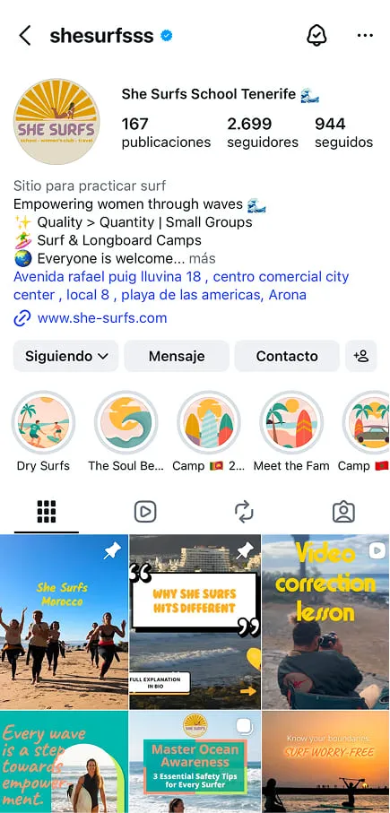 Ejemplo de perfil de Instagram para marcas y negocios